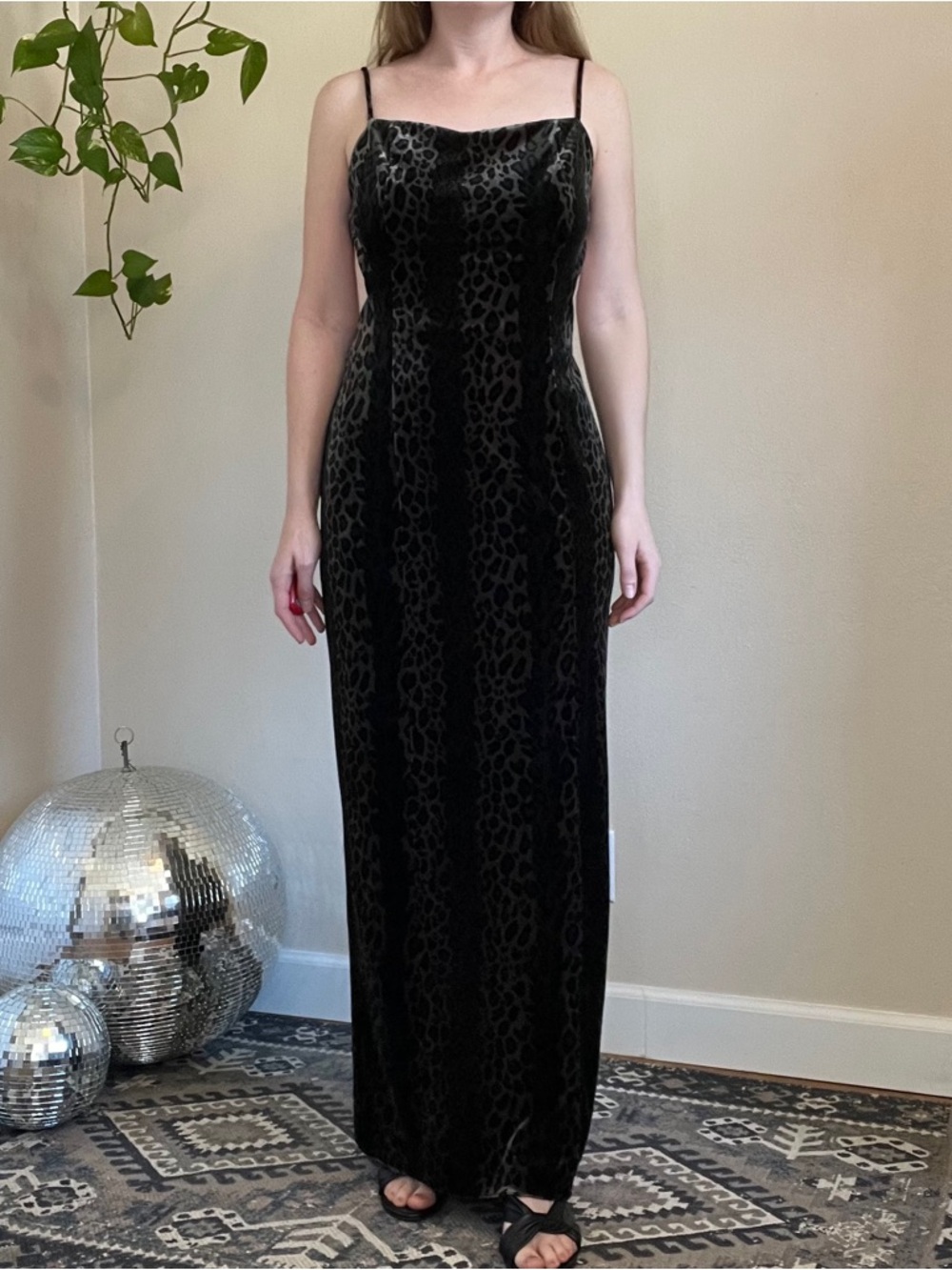 Vintage Alchemy Velvet Leopard Maxi Dress
